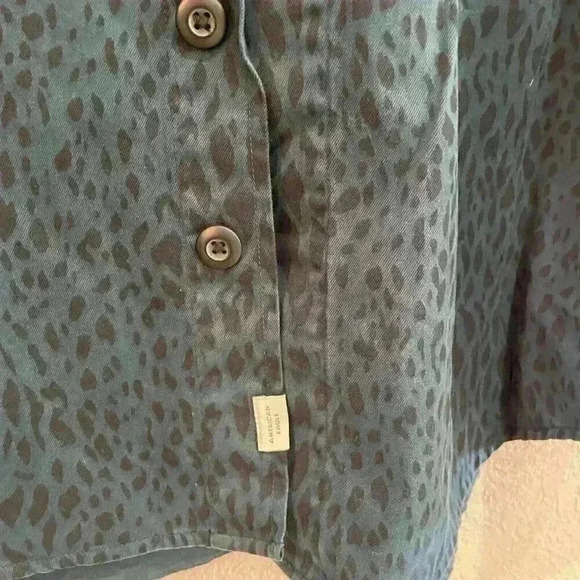 AMERICAN EAGLE Surplus Military Shirt Medium Blue Cheetah PUNK Jacket - Picture 4 of 8